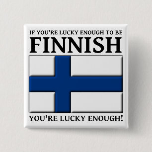 Glücklich genug, um finnisches Button-Abzeichen zu Button