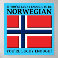 Glücklich genug, um norwegisches Poster-Zeichen zu
