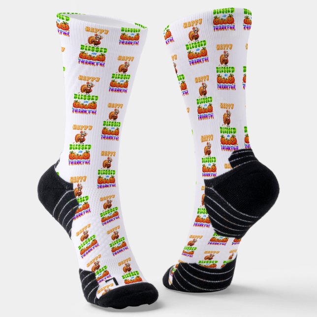 Glücklich Gesegnet Und Dankbar Socken (Gewinkelt)