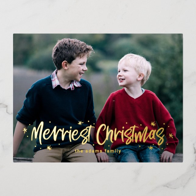 Glücklich Gezeichnet lustigste Weihnachtsfoil Post Folien Feiertagspostkarte (Vorderseite)