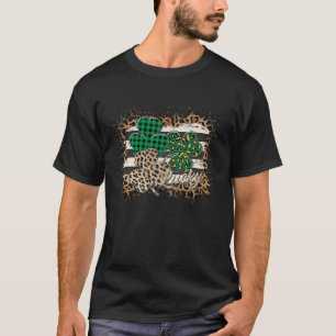 glücklich Go Lucky Kleeblatt Leopard Kariert Clove T-Shirt