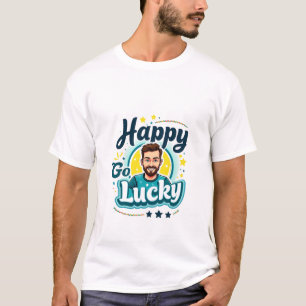 Glücklich Go Lucky: Lächelnder Mann mit positivem  T-Shirt