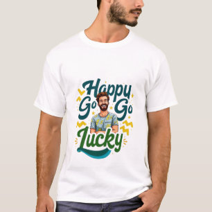 Glücklich Go Lucky: Lächelnder Mann mit positivem  T-Shirt