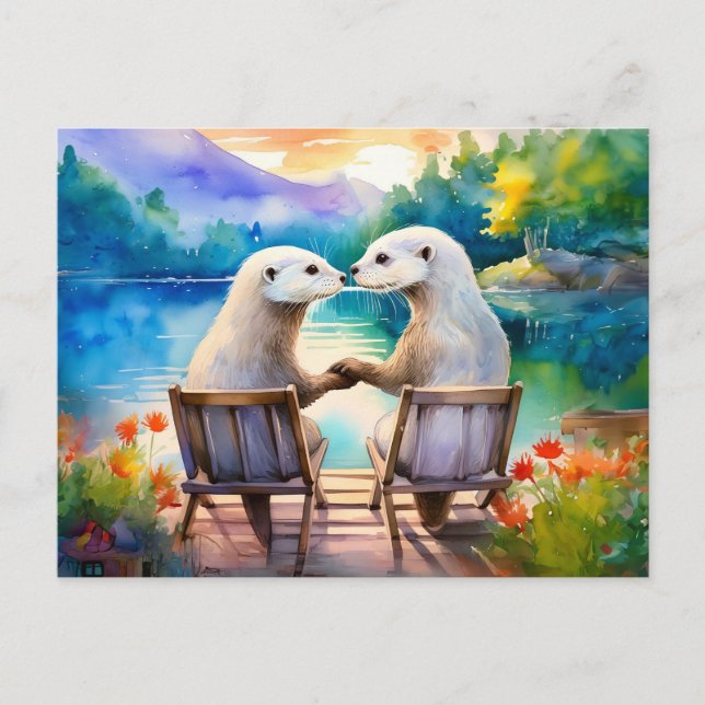 Glücklich haben wir jeden Otter Postkarte (Vorderseite)