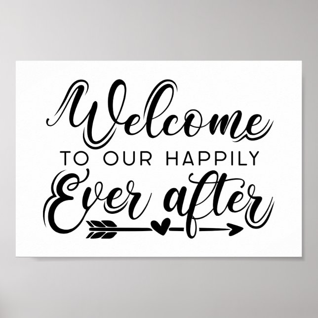 glücklich immer nach | Boho Wedding Welcome Sign Poster (Vorne)