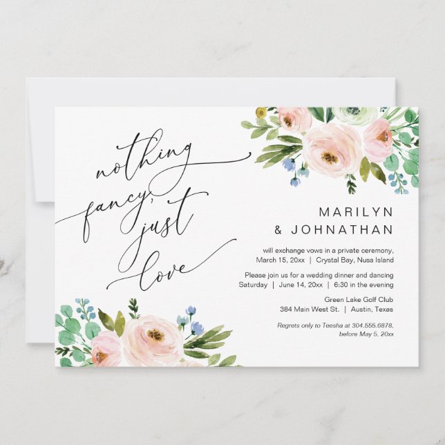 Glücklich immer nach dem Party, Elopement, Grün Einladung (Vorderseite)