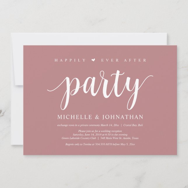 Glücklich immer nach dem Party, Hochzeitsfeier Einladung (Vorderseite)