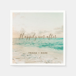 Glücklich immer nach der Hochzeit am Strand Serviette