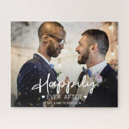 Glücklich immer nach der Hochzeit personalisiertes Puzzle