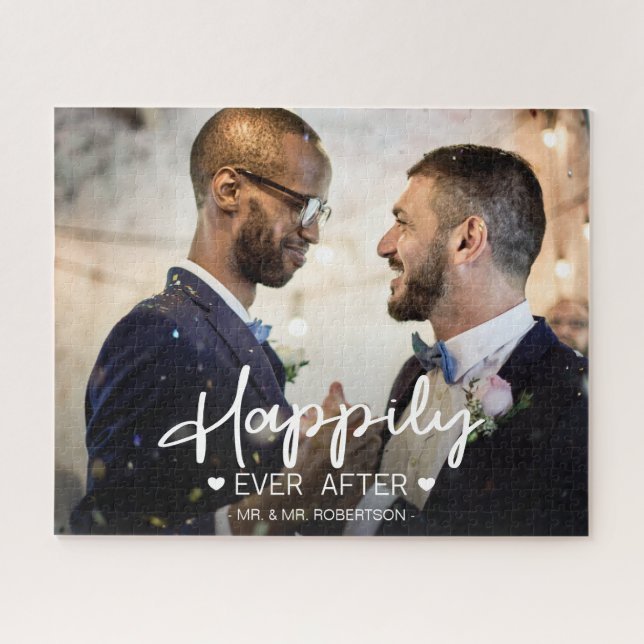 Glücklich immer nach der Hochzeit personalisiertes Puzzle (Horizontal)