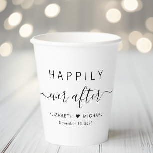 glücklich immer nach Hochzeit Pappbecher