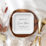 glücklich immer nach Hochzeit Pappteller<br><div class="desc">Chic Paper Teller für Ihre Hochzeitsfeier,  Verlobungsfeier,  Probe-Dinner und andere Hochzeitsfeiern,  die "Happily Ever After" in einfacher Typografie und einem stilvollen modernen Drehbuch,  Ihre Namen durch ein Herz und Ihr Empfang Datum verbunden.</div>