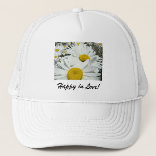 Glücklich in der Liebe! Hut Weiße Daisy-Blume Truckerkappe
