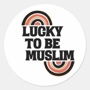 Glücklich, islamisch-islamische Zitate zu sein. Runder Aufkleber