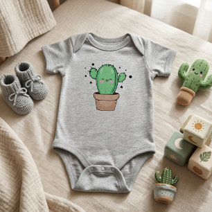 Glücklich lächelnd Baby Kaktus in Vase mit Sternen Strampler