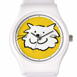 Glücklich lächelnde Katze als Spaß Cartoon Illustr Armbanduhr