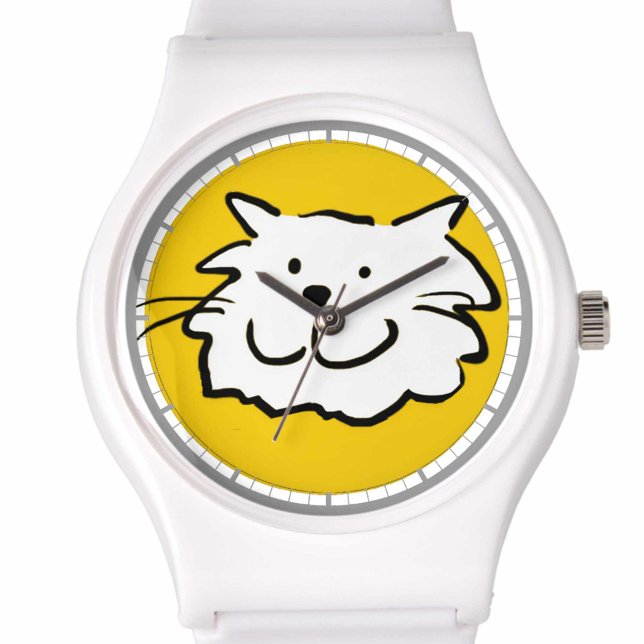 Glücklich lächelnde Katze als Spaß Cartoon Illustr Armbanduhr (Von Creator hochgeladen)