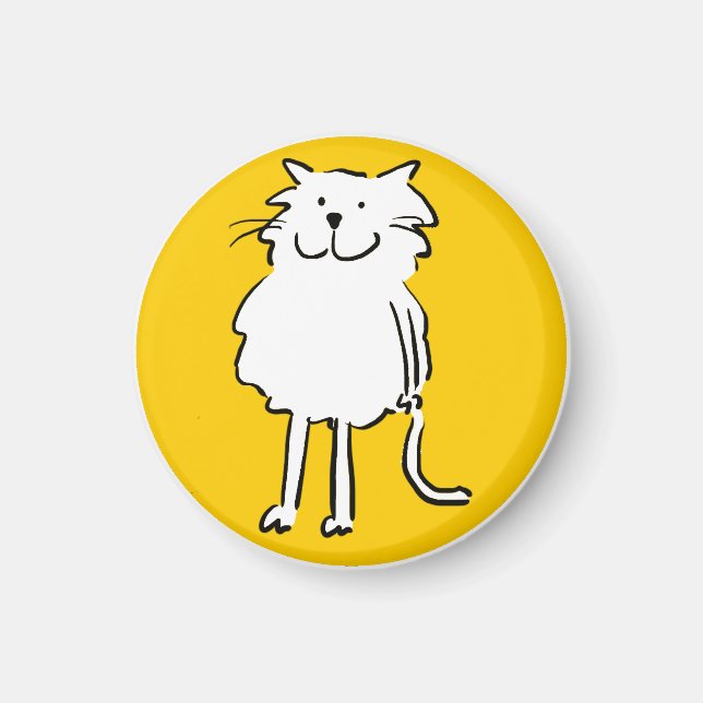 Glücklich lächelnde Katze als Spaß Cartoon Illustr Magnet (Vorne)