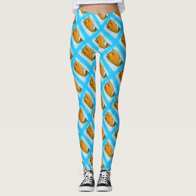glücklich lächelnde Wale steigen Leggings (Vorderseite)