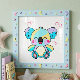 Glücklich lächelnder Baby koala Bär mit Liebe Herz Fotodruck