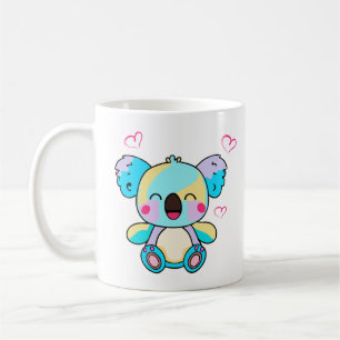 Glücklich lächelnder Baby koala Bär mit Liebe Herz Kaffeetasse