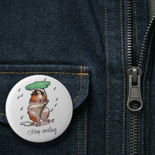 Glücklich Lachendes Meerschweinchen genießt den Re Button