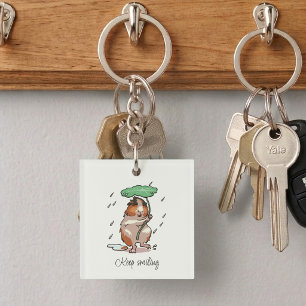 Glücklich Meerschweinchen beim Tanzen im Regen - W Schlüsselanhänger