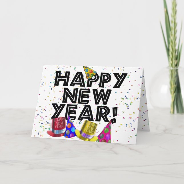 GLÜCKLICH NEUES JAHR! FEIERTAGSKARTE (Vorderseite)