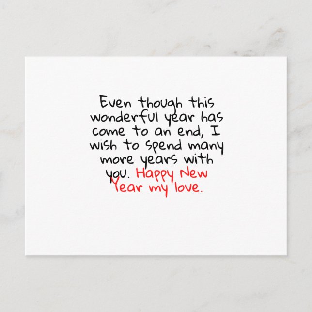 GLÜCKLICH NEUES JAHR MEINE LIEBE POSTKARTE (Vorderseite)