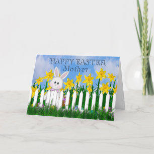 GLÜCKLICH OSTER - DAFFODILS UND BUNNY - MUTTER FEIERTAGSKARTE