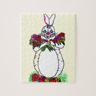 GLÜCKLICH OSTERBUNNY MIT ROSE PUZZLE