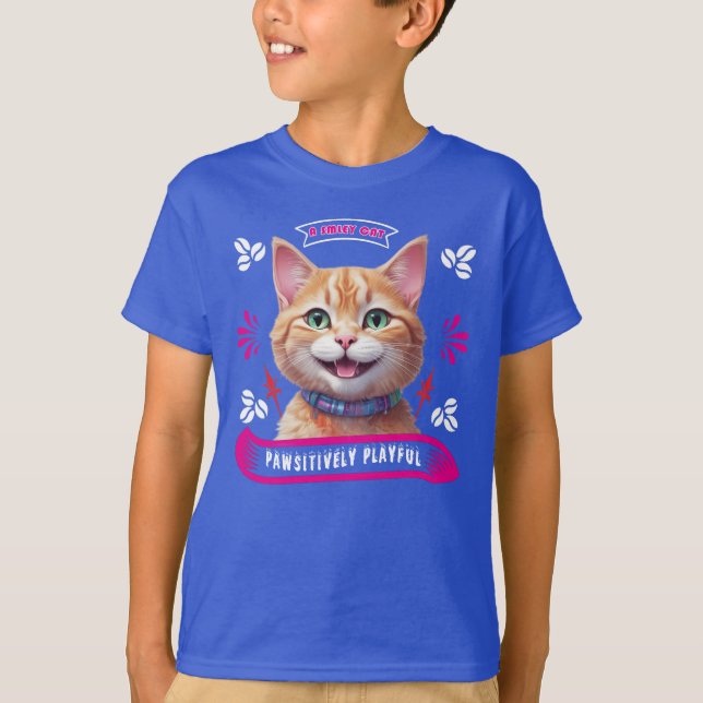 Glücklich spielende Katze T-Shirt (Vorderseite)