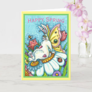GLÜCKLICH SPRING FLUTTERBUN RABBIT, FUNNY BUNNY Bl Karte
