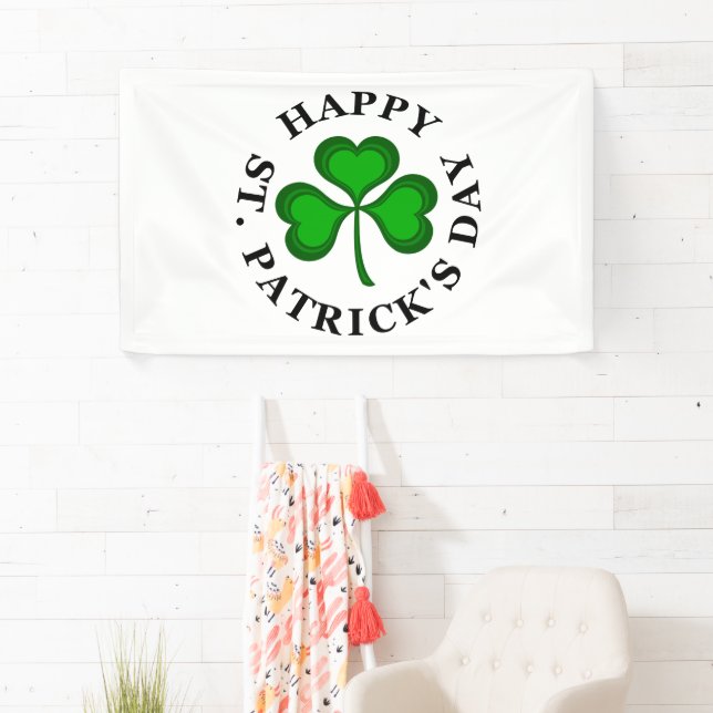 GLÜCKLICH ST. PATRICK'S DAY Irish Clover Kleeblatt Banner (Insitu)