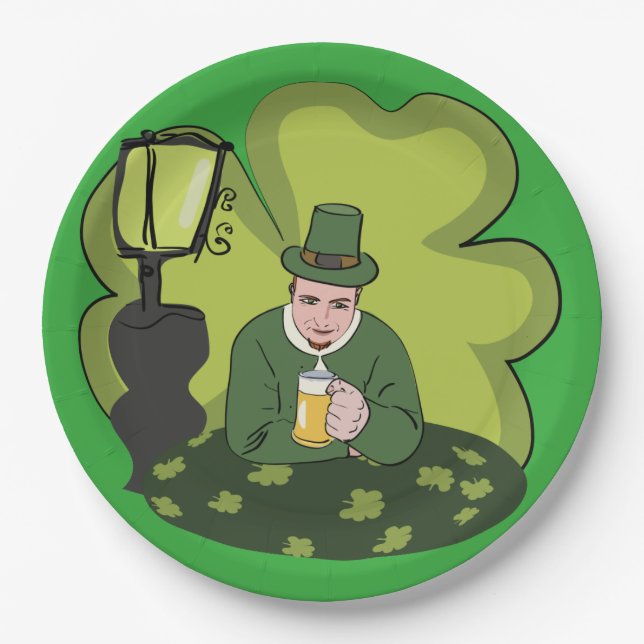 "GLÜCKLICH ST. PATRICK'S DAY" LEPRECHAUN PAPPTELLER (Vorderseite)