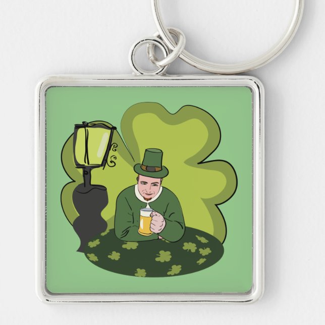"GLÜCKLICH ST. PATRICK'S DAY" LEPRECHAUN SCHLÜSSELANHÄNGER (Vorne)