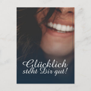 Glücklich steht Dir gut! - Blau Feiertagspostkarte