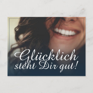 Glücklich steht Dir gut! - Blau Feiertagspostkarte