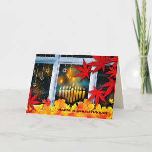 Glücklich Thanksgivukkah. Hanukka und Erntedank Feiertagskarte