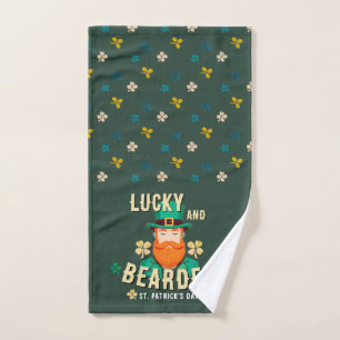 Glücklich und bärtige St. Patrick's Day Leprechaun Badhandtuch Set