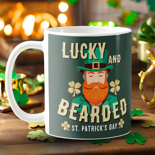 Glücklich und bärtige St. Patrick's Day Leprechaun Kaffeetasse