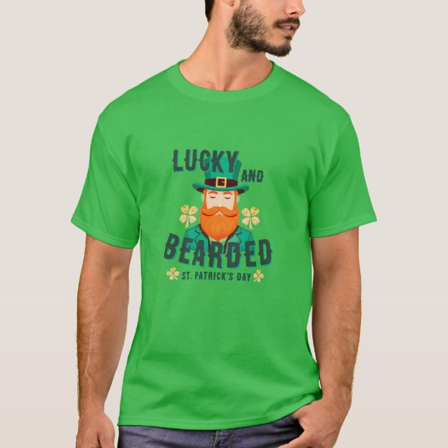 Glücklich und bärtige St. Patrick's Day Leprechaun T-Shirt (Vorderseite)
