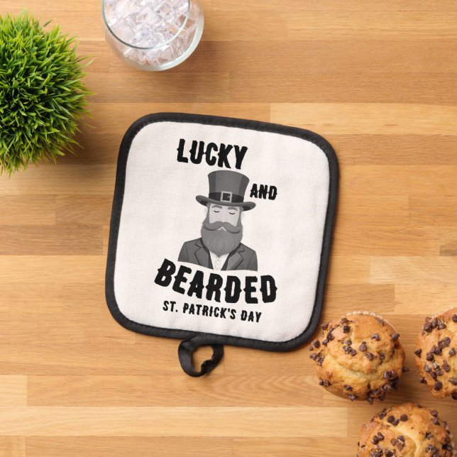 Glücklich und bärtige St. Patrick's Day Leprechaun Topflappen (Oben Unten)