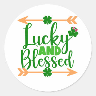 Glücklich und gesegnet 🍀 ✨ runder aufkleber