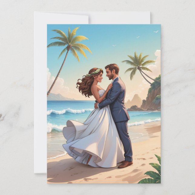 glücklich und modern nach dem Empfang Einladung (Vorderseite)