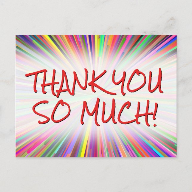 Glücklich und spielerisch "DANKE DIR SO VIEL!" Pos Postkarte (Vorderseite)