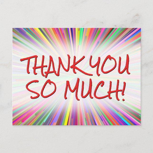 Glücklich und spielerisch "DANKE DIR SO VIEL!" Pos Postkarte (Vorderseite)