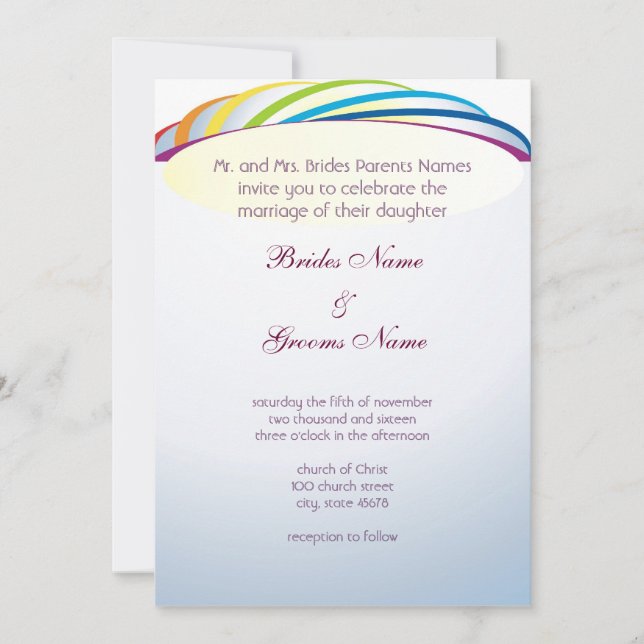 Glücklich unter der Rainbow-Hochzeit Einladung (Vorderseite)