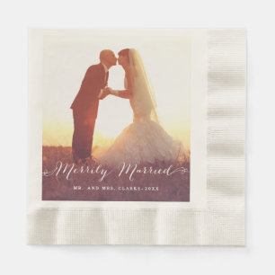 Glücklich verheiratet Hochzeitspapier Servietten