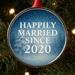 Glücklich verheiratet seit Custom Couples Ornament Aus Metall